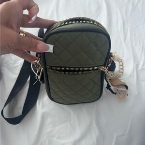 Quilted Olive Green Crossbody Bag